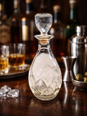 VTG Clear Glass Decanter with Cork Stopper - Elegant Home Dining Bar Accessory